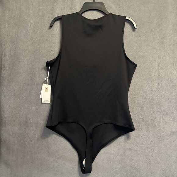 NWT Good American Deep V-Neck Scuba Knit Thong Bodysuit Size 2XL Black - Picture 6 of 12